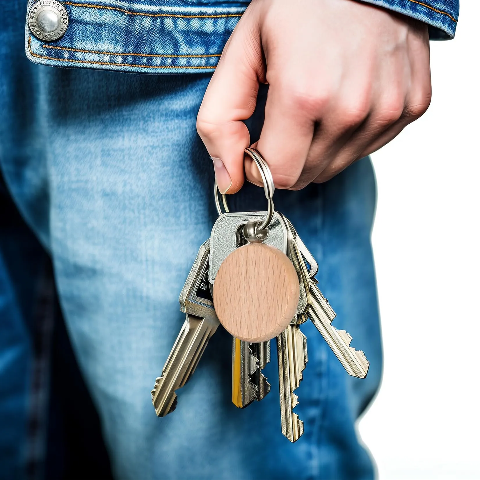 25 Pezzi Portachiavi Rotondi in Legno Grezzo per Progetti Creativi Fai-daTe - immagine 7