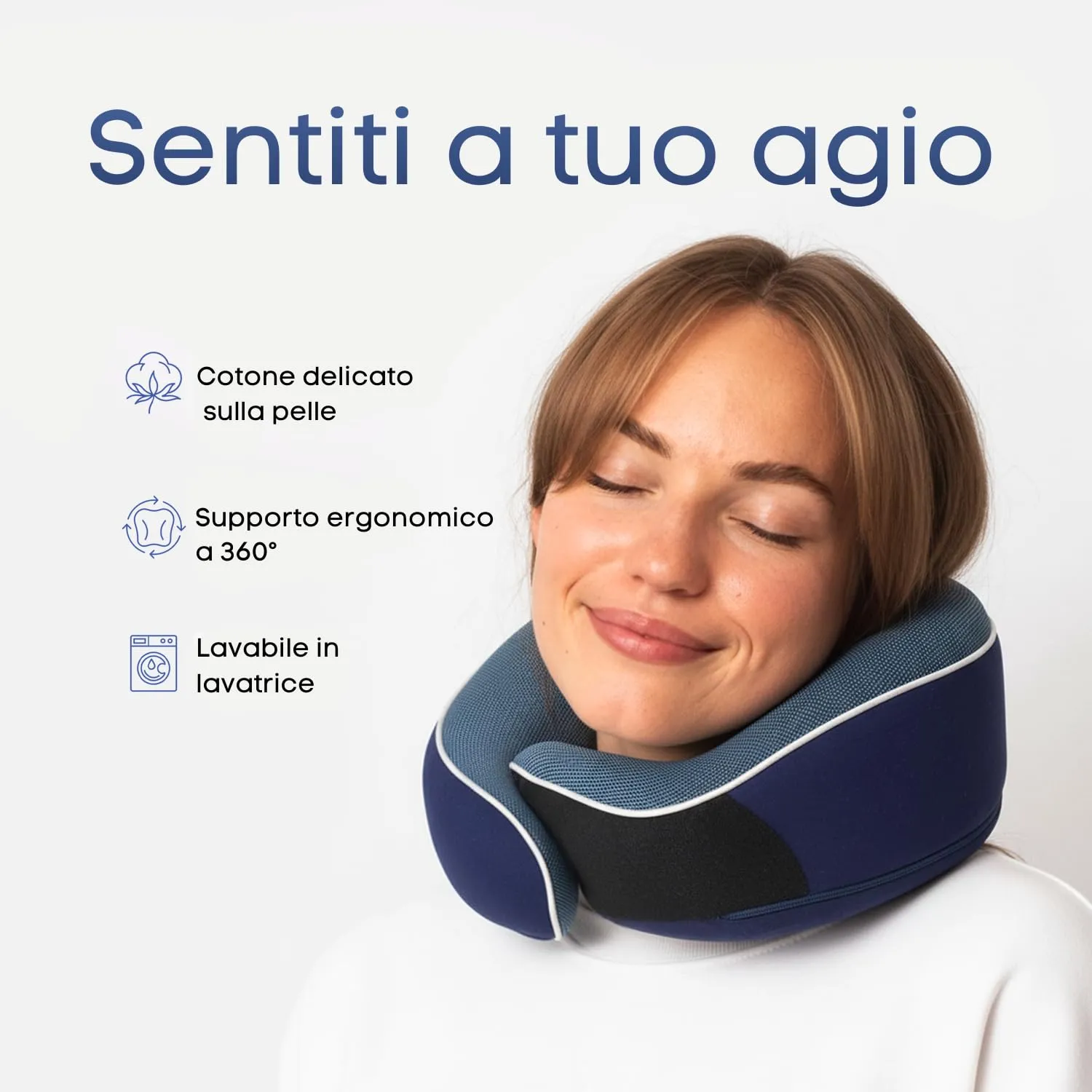 Proglobe Cuscino Cervicale Ortopedico da Viaggio per Aerei, Blu - immagine 2