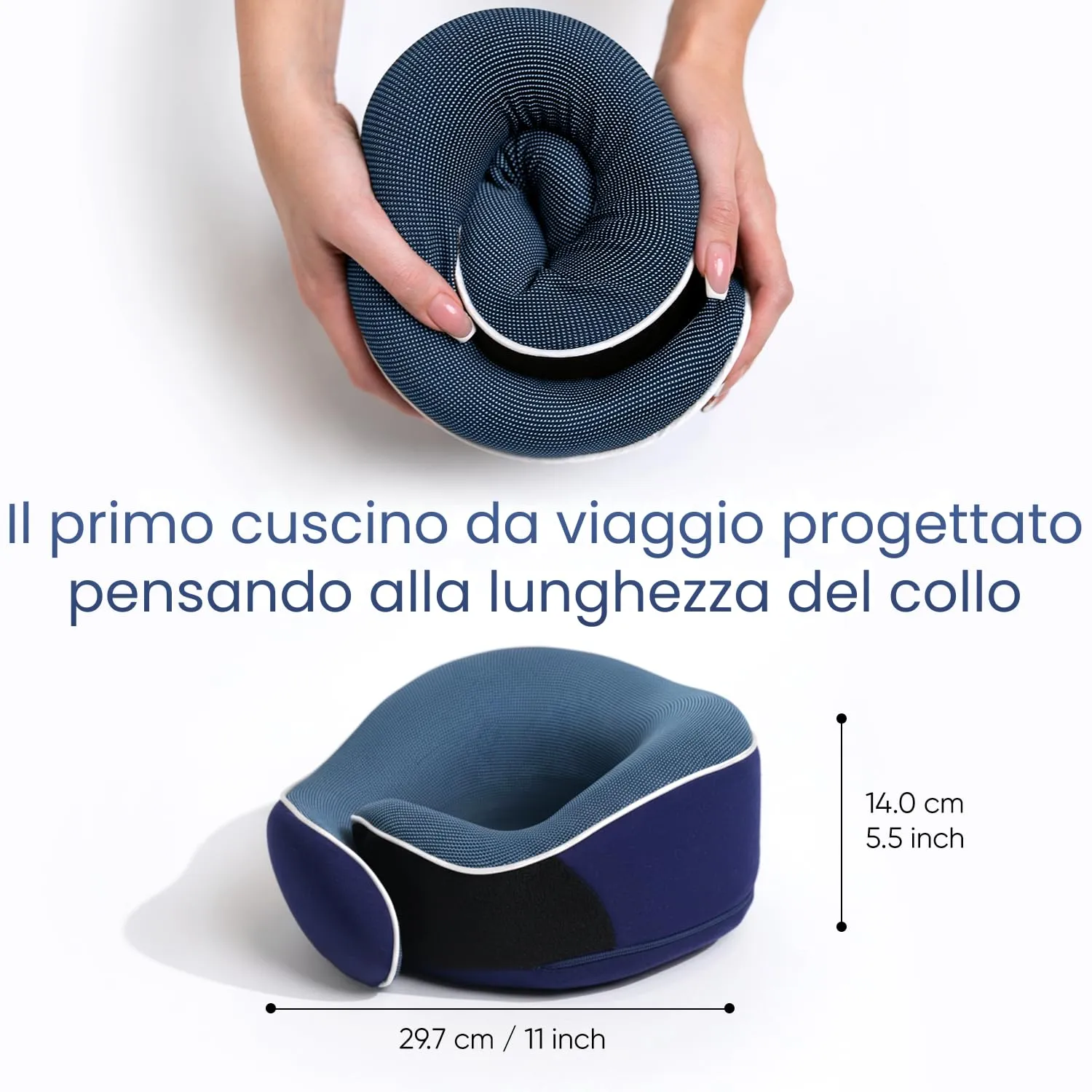 Proglobe Cuscino Cervicale Ortopedico da Viaggio per Aerei, Blu - immagine 5