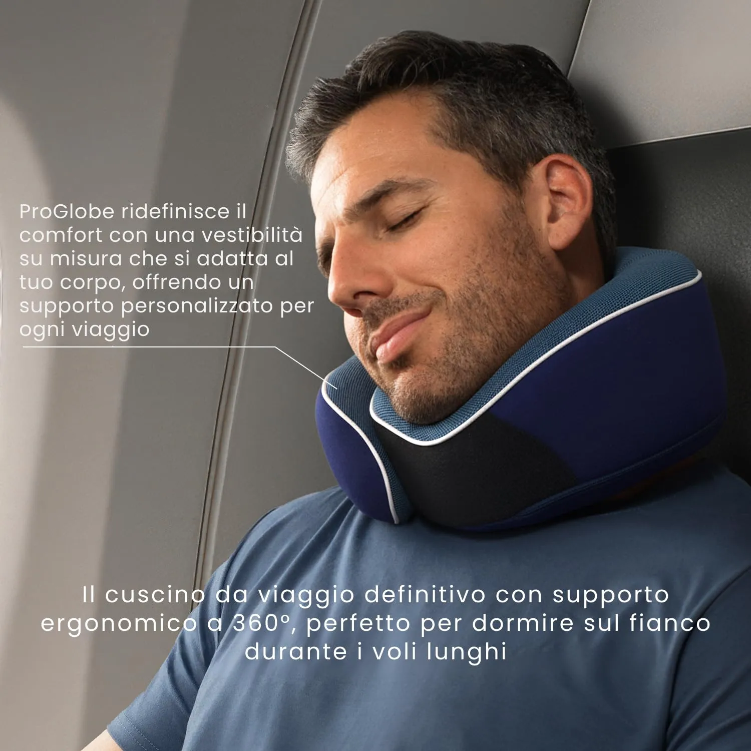 Proglobe Cuscino Cervicale Ortopedico da Viaggio per Aerei, Blu - immagine 6