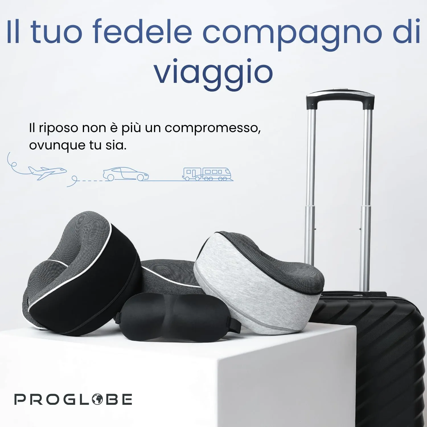 Proglobe Cuscino Cervicale Ortopedico da Viaggio per Aerei, Blu - immagine 7