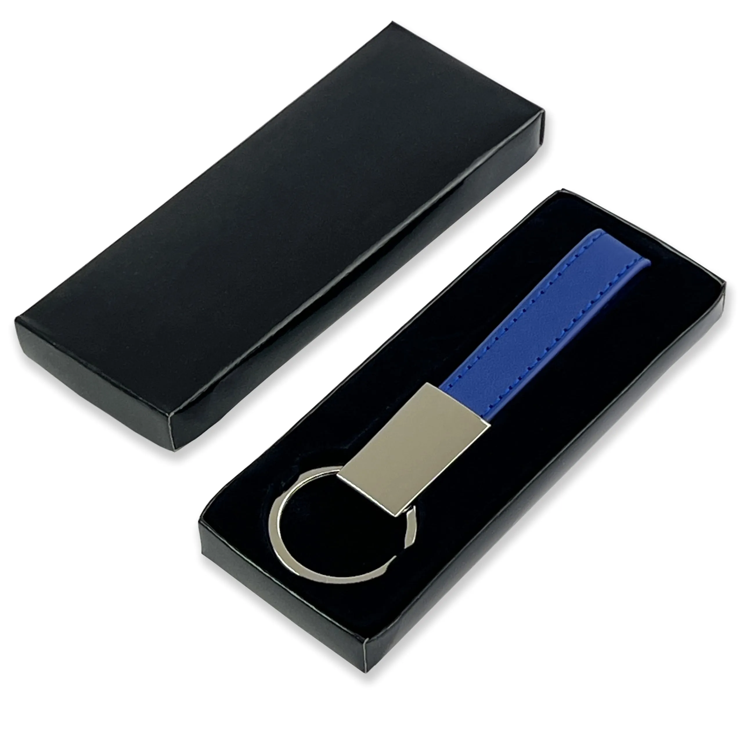 pubblimania Portachiavi in ecopelle elegante con anello e scatolino regalo. Utile per le chiavi di casa, auto, moto, scooter. Leggero e resistente (Portachiavi Blu) - immagine 2