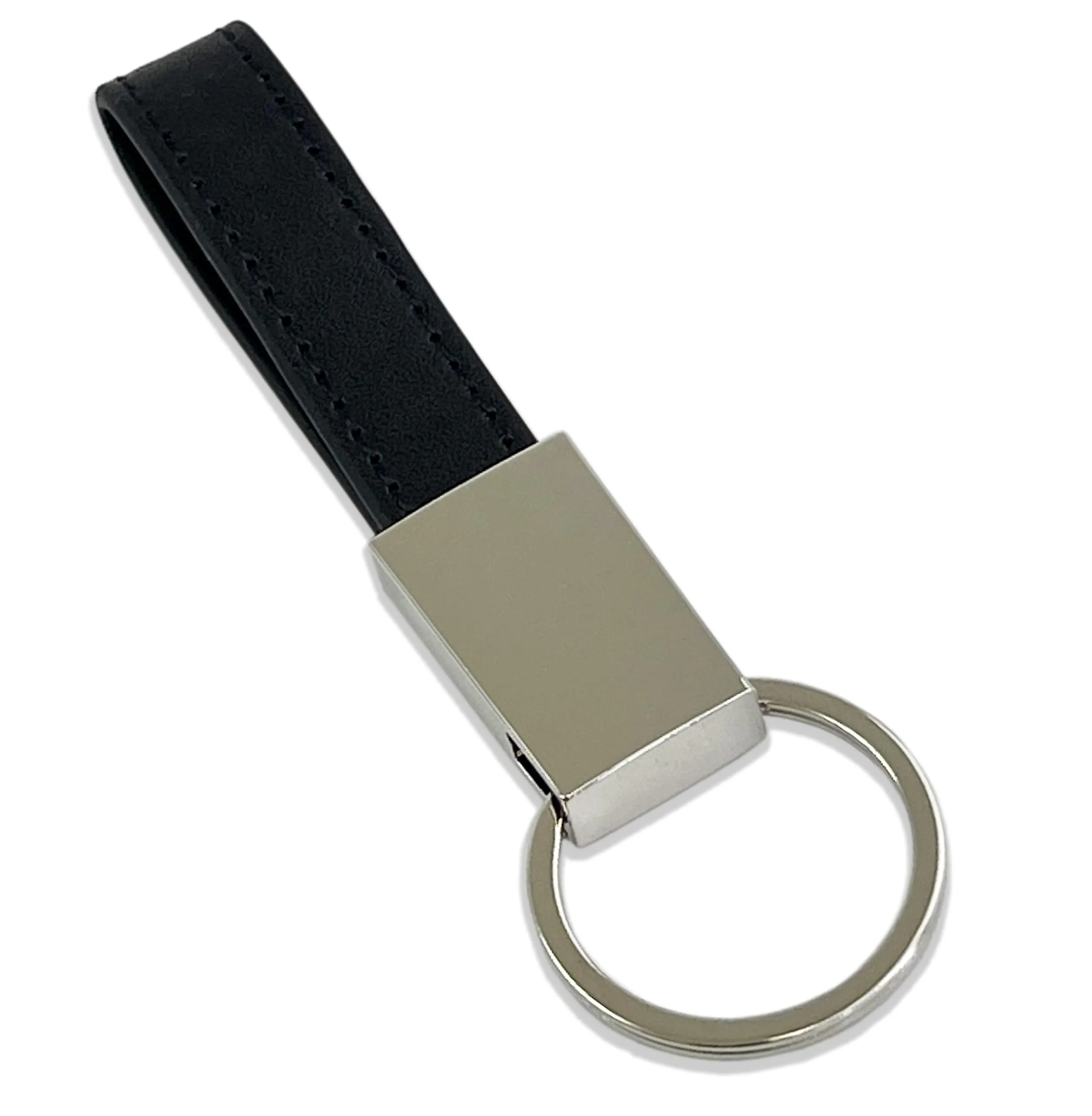 pubblimania Elegante Portachiavi in ecopelle nero con anello e scatolino regalo. Utile per le chiavi di casa, auto, moto, scooter. Leggero e resistente - immagine 1