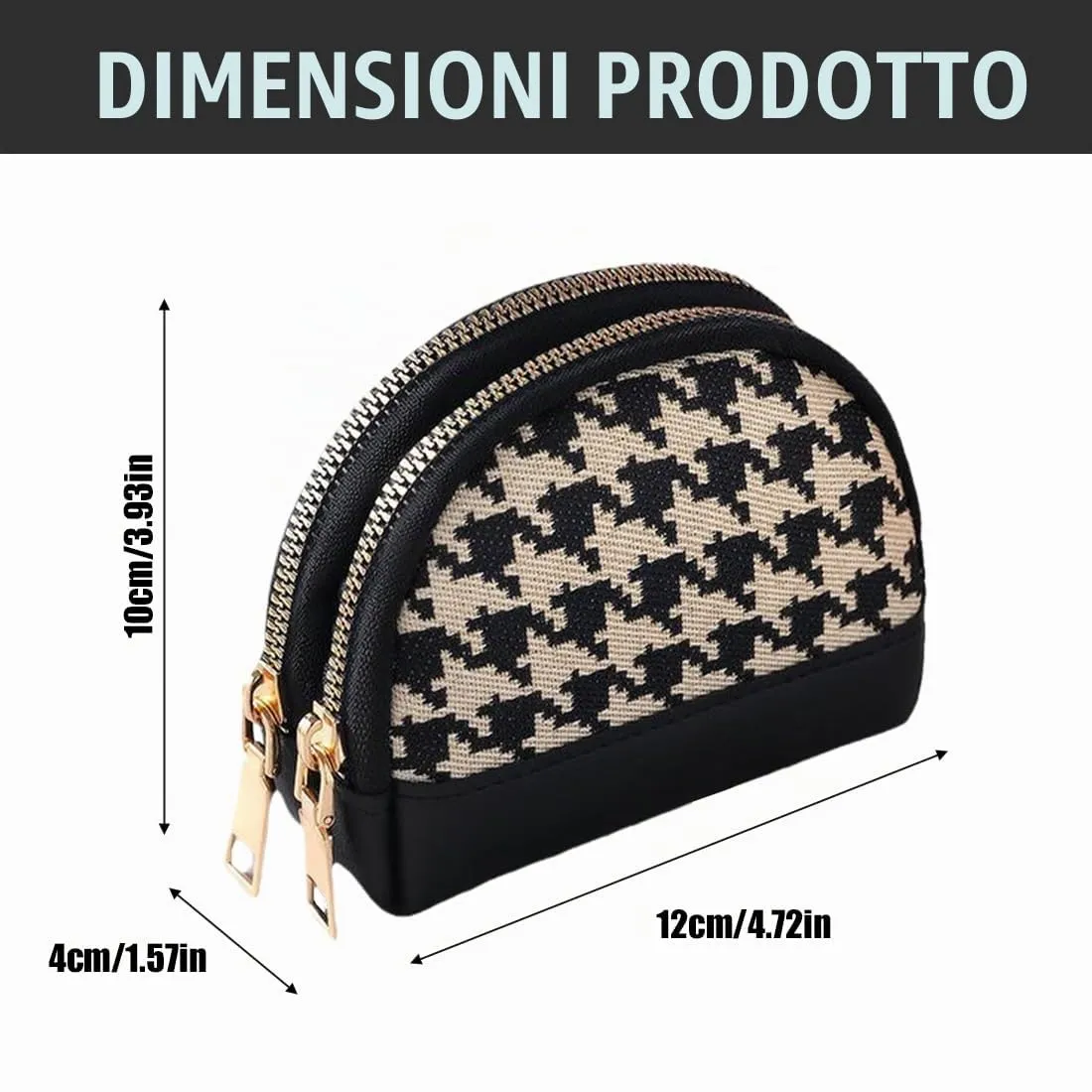 Portafoglio con Mini Custodia da Donna in Pelle - Portamonete con Cerniera, Portatile, Mini Tasca Porta Monete Nero - immagine 2