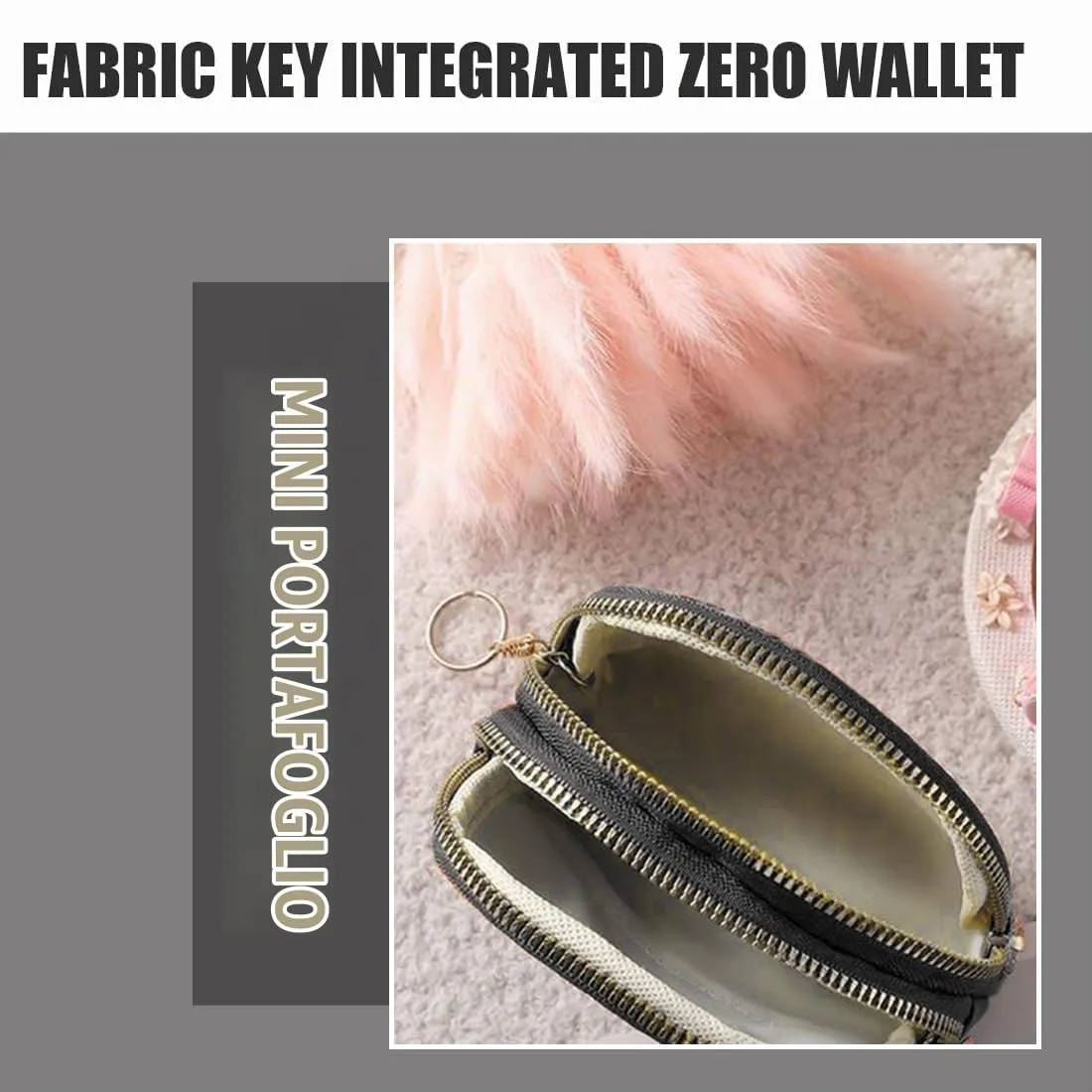 Portafoglio con Mini Custodia da Donna in Pelle - Portamonete con Cerniera, Portatile, Mini Tasca Porta Monete Nero - immagine 3