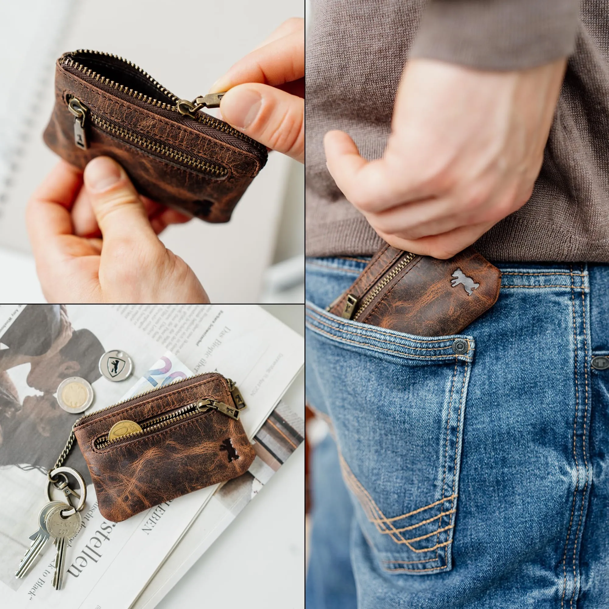Berliner Bags Portamonete Eli Portachiavi Compatto in Vera Pelle con RFID - immagine 5