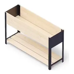 Fioriera cassetta rettangolare alta legno (118x36x72cm) Modern Box High UPYARD Natural e Nero 0529 - immagine 1