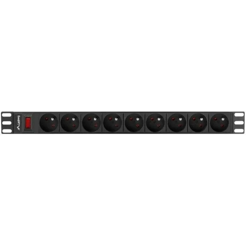 PDU Lanberg PDU-09E-0300-BK 9Uscite Tipo E 3m Nero Orizzontale 1U - immagine 1