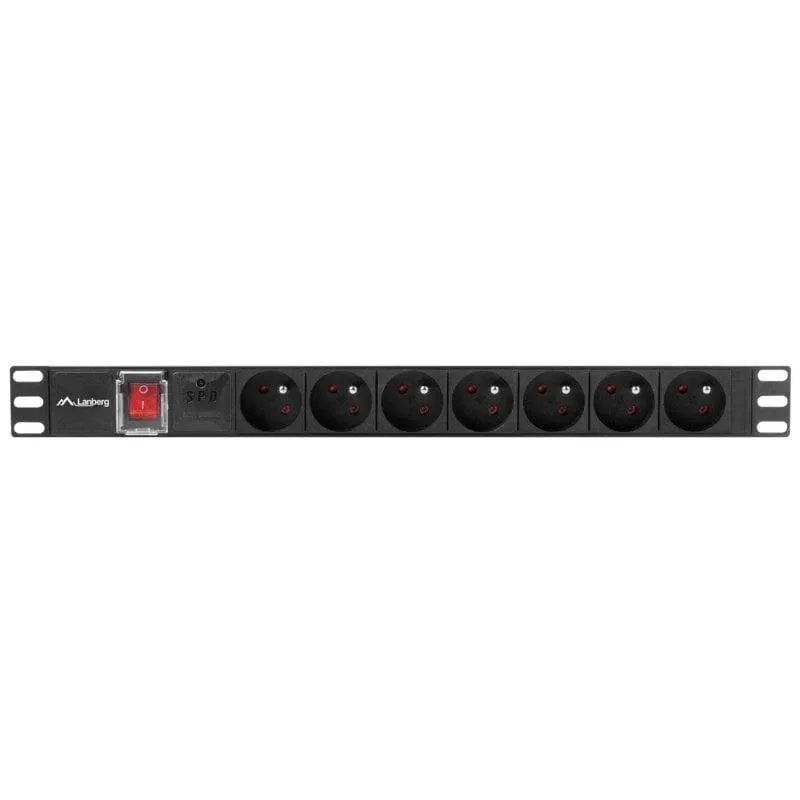 Multipresa Lanberg PDU-07E-0200-IEC-BK 7 prese Tipo E protezione rack 1U interruttore - immagine 1