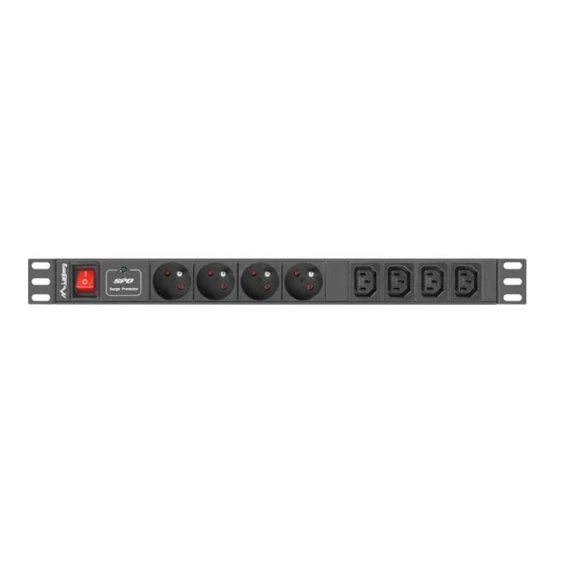 Multipresa Lanberg PDU-04E04I-0200-IEC-BK 4 prese protezione interruttore rack 1U alluminio - immagine 1