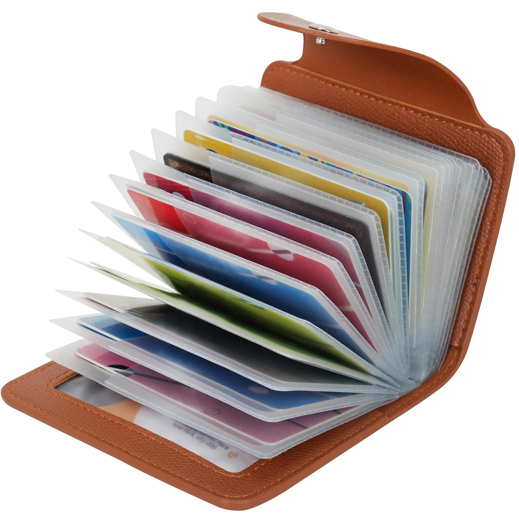 IHIGOGOFA Porta Carte di Credito Pelle per Donna Uomo 40 Slots per Schede 2 Finestra ID - immagine 2