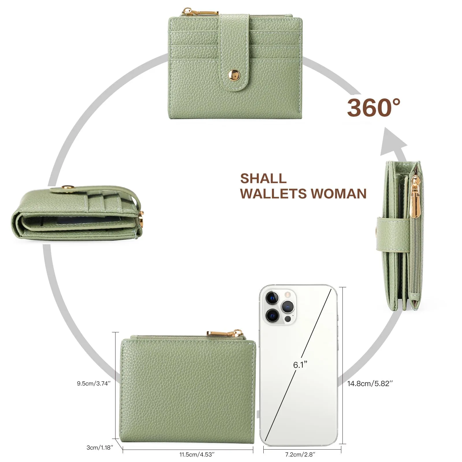 GOIACII Portafoglio Donna Piccolo in Pelle, RFID Blocco Portamonete Donna Sottile Porta Carte di Credito con 9 Scomparti per Carte e 3 Finestra di Identificazione - immagine 4
