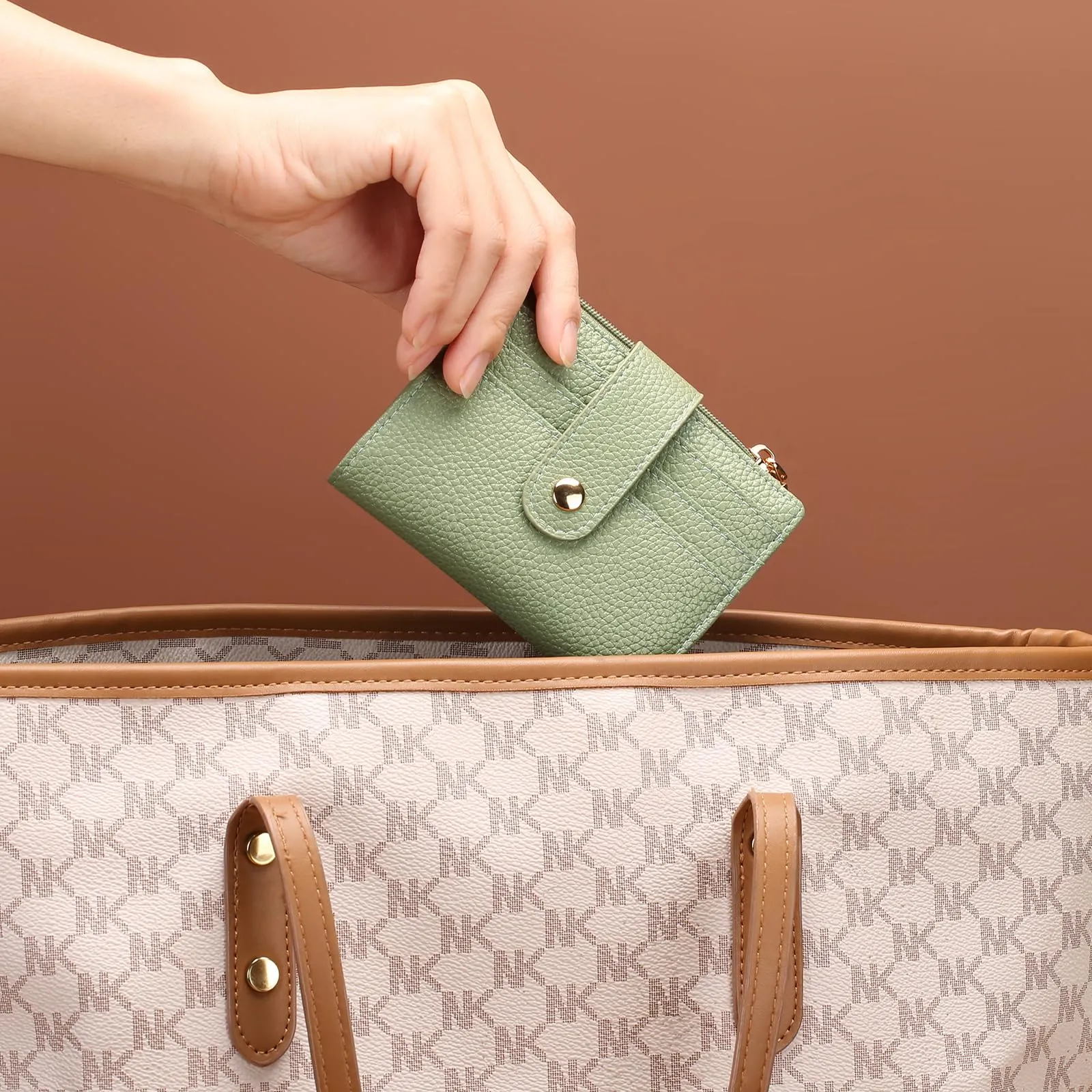 GOIACII Portafoglio Donna Piccolo in Pelle, RFID Blocco Portamonete Donna Sottile Porta Carte di Credito con 9 Scomparti per Carte e 3 Finestra di Identificazione - immagine 5