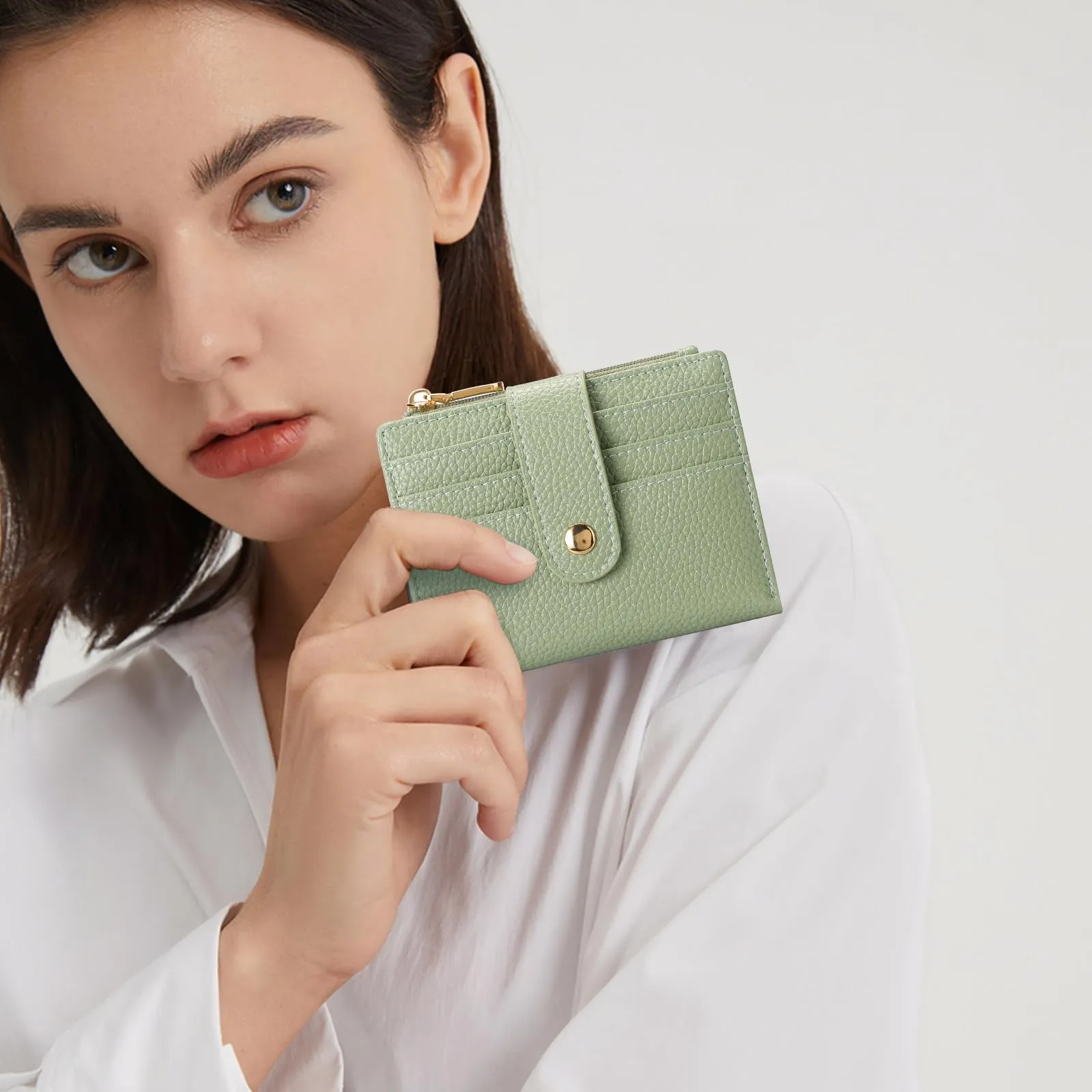 GOIACII Portafoglio Donna Piccolo in Pelle, RFID Blocco Portamonete Donna Sottile Porta Carte di Credito con 9 Scomparti per Carte e 3 Finestra di Identificazione - immagine 7