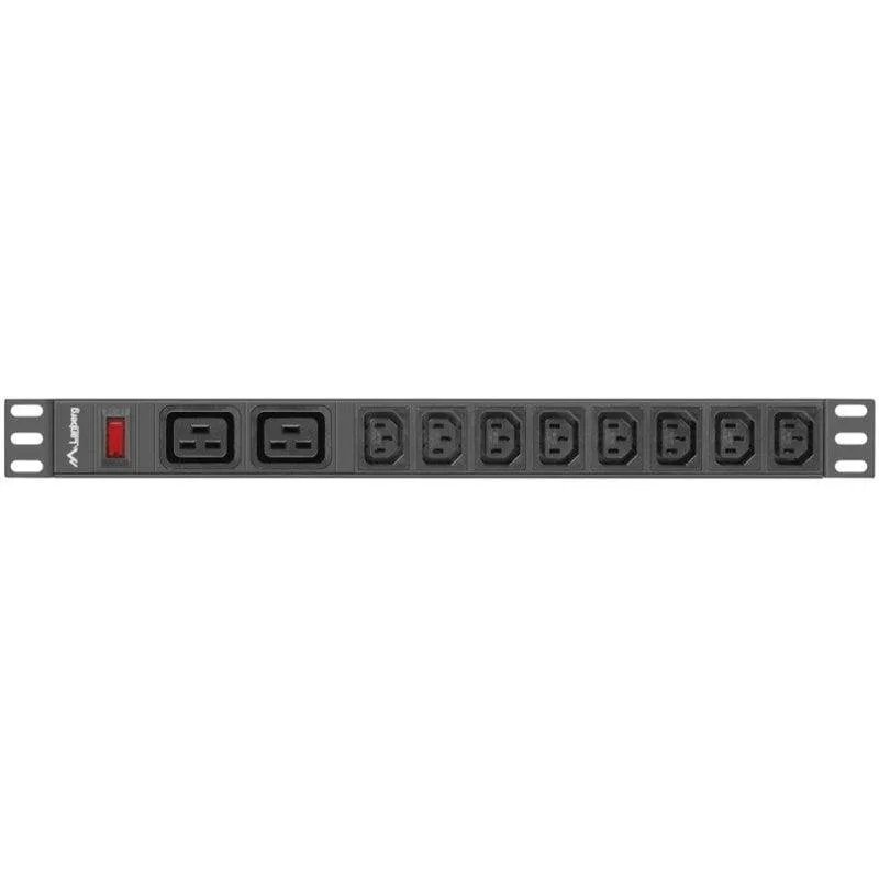 Multipresa Lanberg PDU-02I1908I-0200-C20-BK 10 prese C13 protezione rack 1U - immagine 1