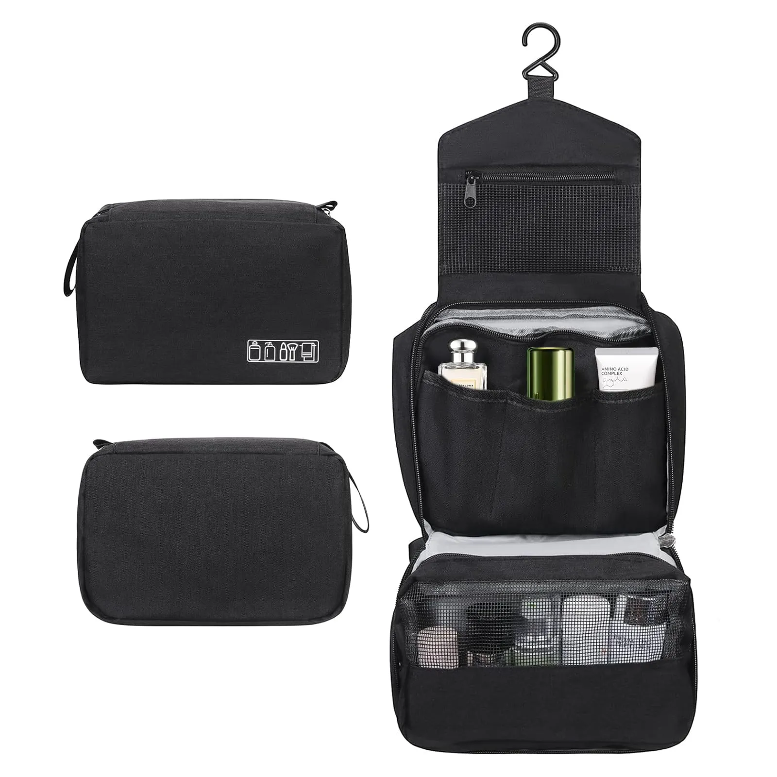 Aucuu Beauty Case da Viaggio Appendere, Borsa da Toilette per Donna Uomo, Impermeabile Trousse Trucchi, Beauty Case per Organizzare Cosmetici Oggetti Personali - immagine 8