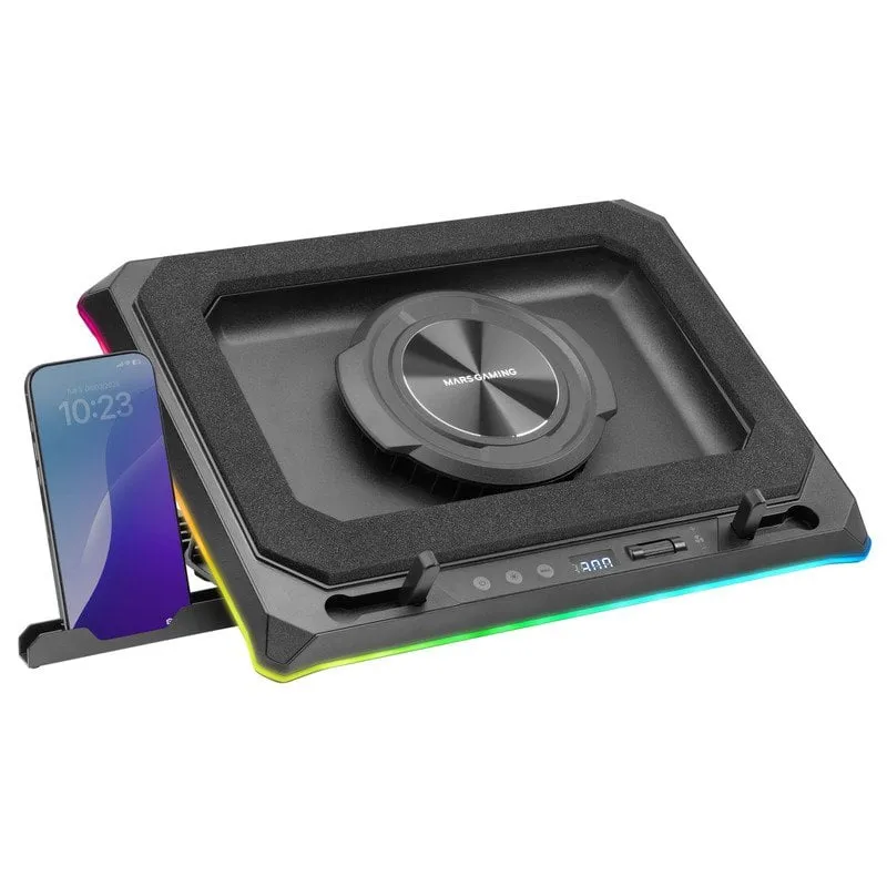 Base di raffreddamento e supporto Mars Gaming MNBC-Ultra per laptop fino a 18" RGB 5 posizioni Nero - immagine 1