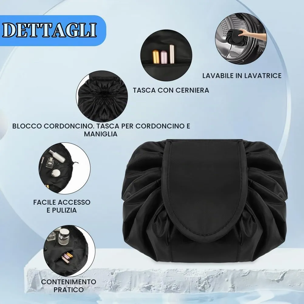 URAQT Borsa Cosmetica da Viaggio,  Impermeabile, Portatile,Nero - immagine 2