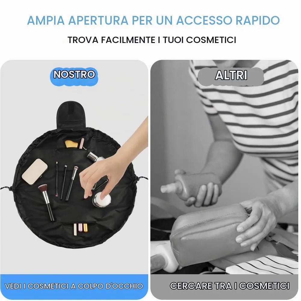 URAQT Borsa Cosmetica da Viaggio,  Impermeabile, Portatile,Nero - immagine 7