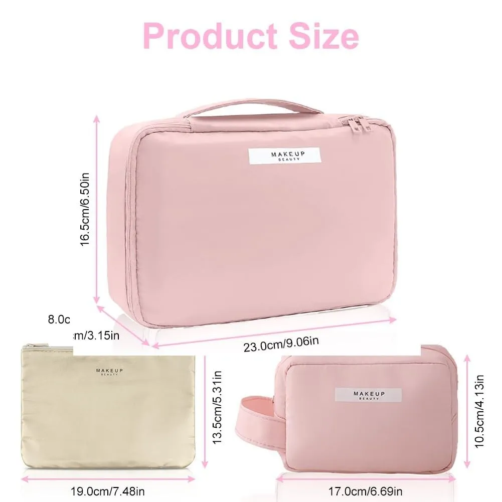 Aucuu Beauty Case Donna, Beauty Case da Viaggio, Organizer Cosmetici, Porta Trucchi da Viaggio con Double Face Tascabile, Trousse da Viaggio, Borsa da Toilette per Viaggio/All'aperto - immagine 2