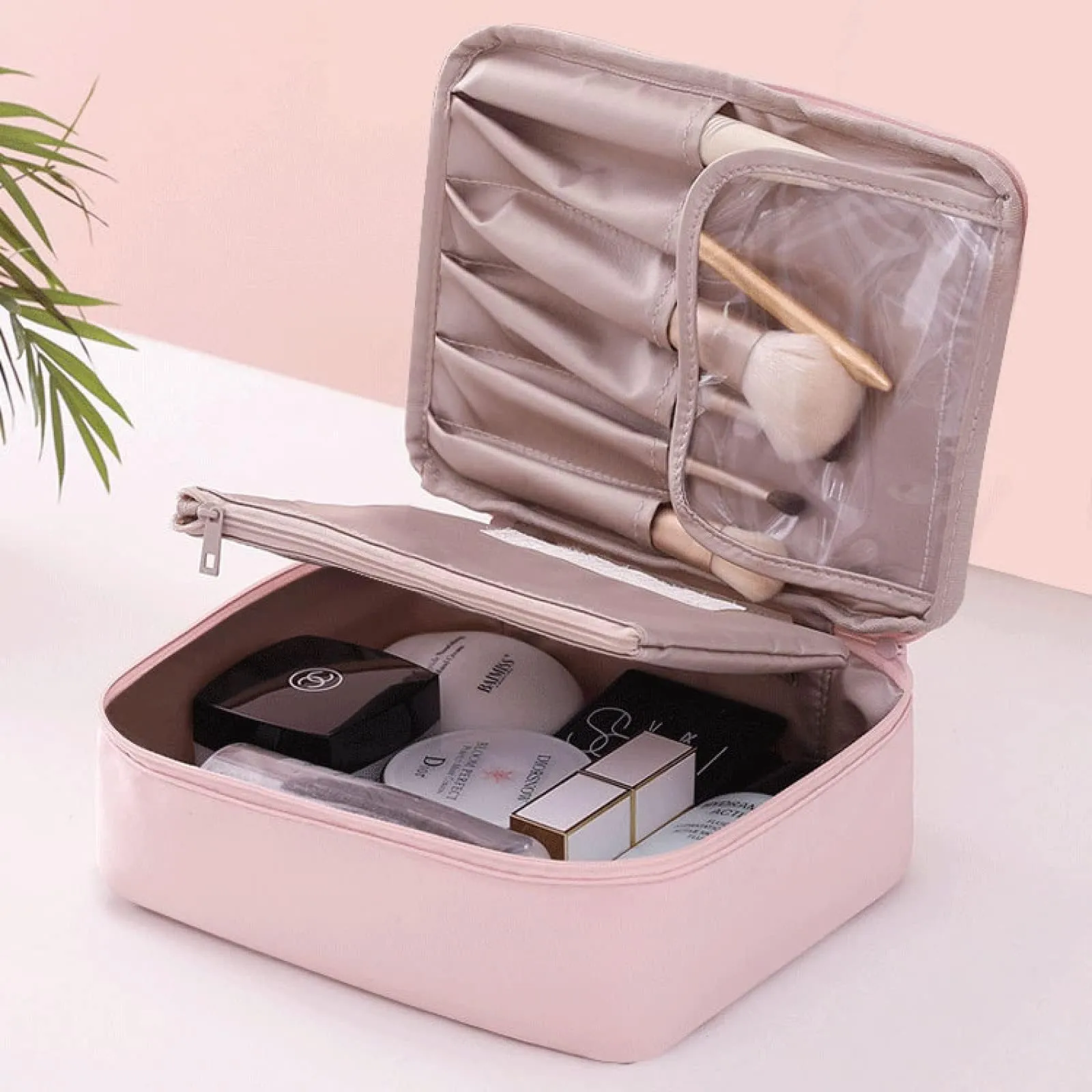Aucuu Beauty Case Donna, Beauty Case da Viaggio, Organizer Cosmetici, Porta Trucchi da Viaggio con Double Face Tascabile, Trousse da Viaggio, Borsa da Toilette per Viaggio/All'aperto - immagine 4