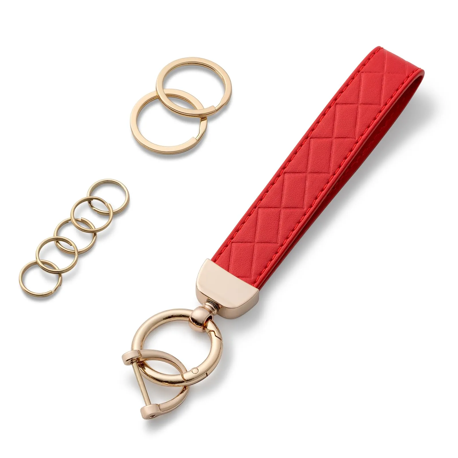 AOKSUNOVA Portachiavi da donna in pelle per auto, Rosso 1 - immagine 1