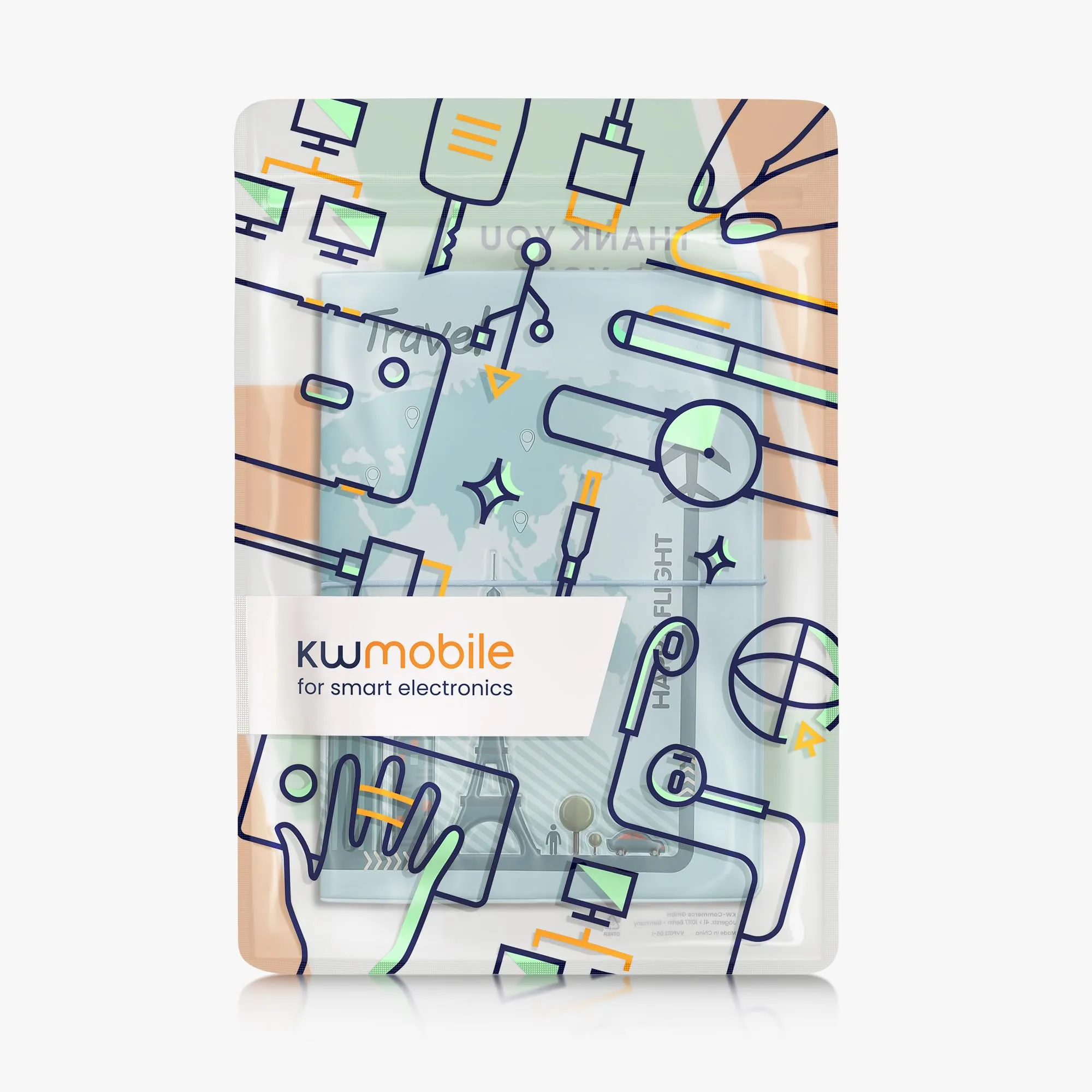 kwmobile Custodia per Passaporto - Porta Passaporto con Chiusura di Sicurezza ad Elastico - Protezione per Documenti - marrone/grigio/blu chiaro - immagine 7