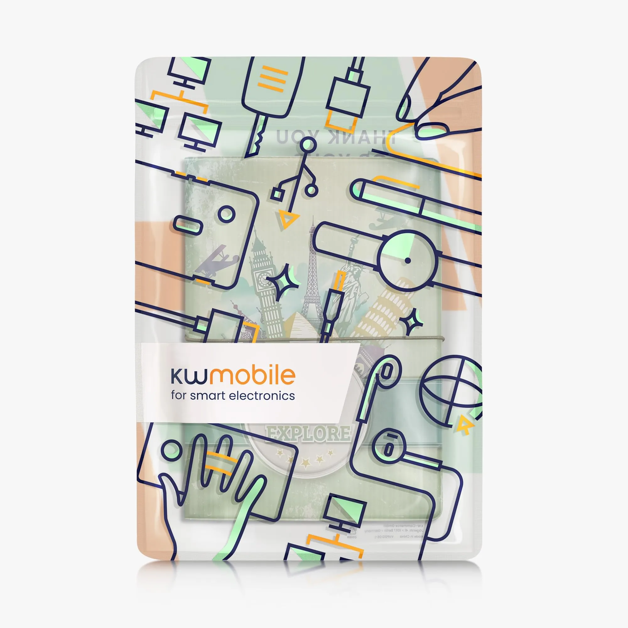kwmobile Custodia per Passaporto - Porta Passaporto con Chiusura di Sicurezza ad Elastico - Protezione per Documenti - bianco/verde scuro/verde chiaro - immagine 7