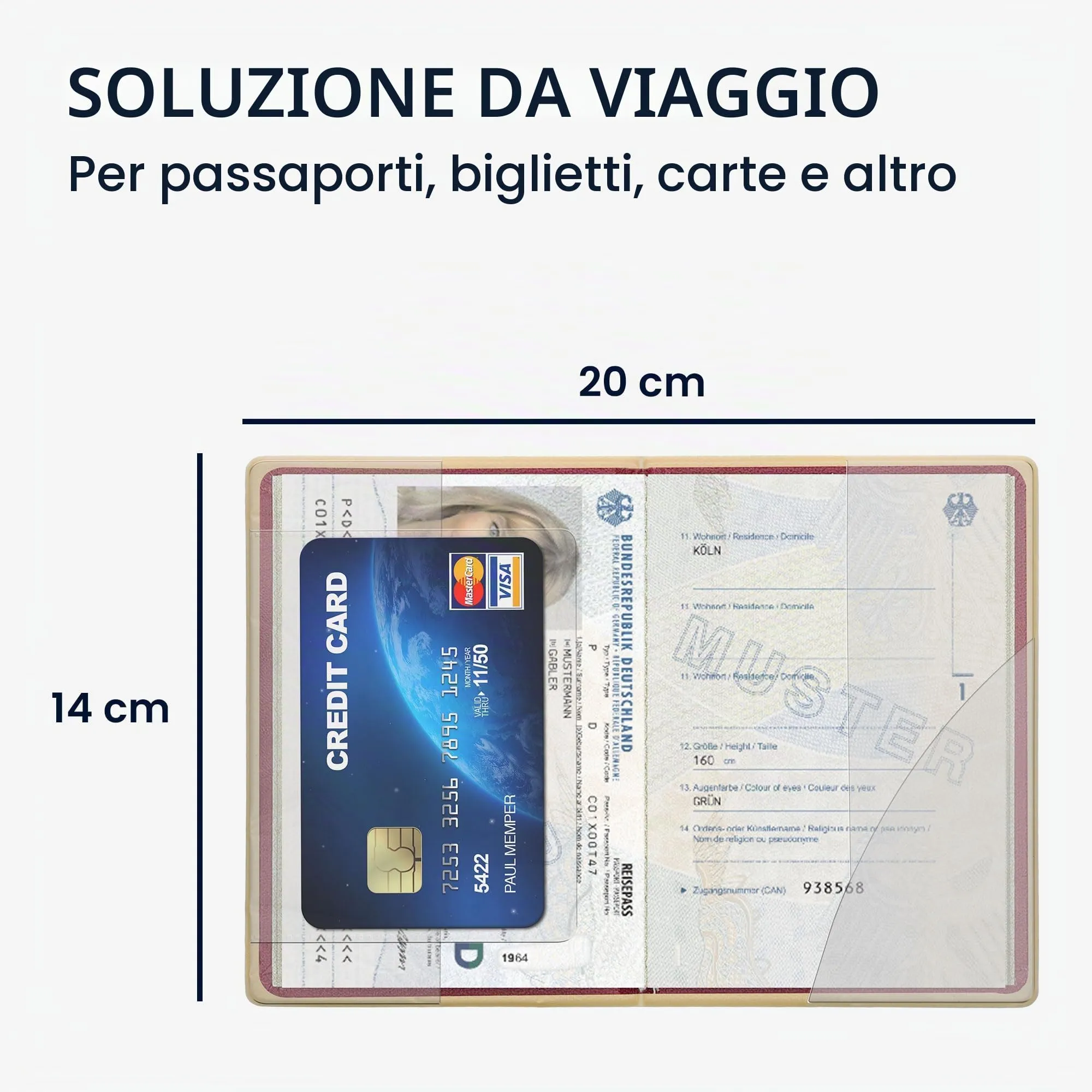 kwmobile Custodia per Passaporto - Porta Passaporto con Chiusura di Sicurezza ad Elastico - Protezione per Documenti - rosa/bianco/verde chiaro - immagine 3