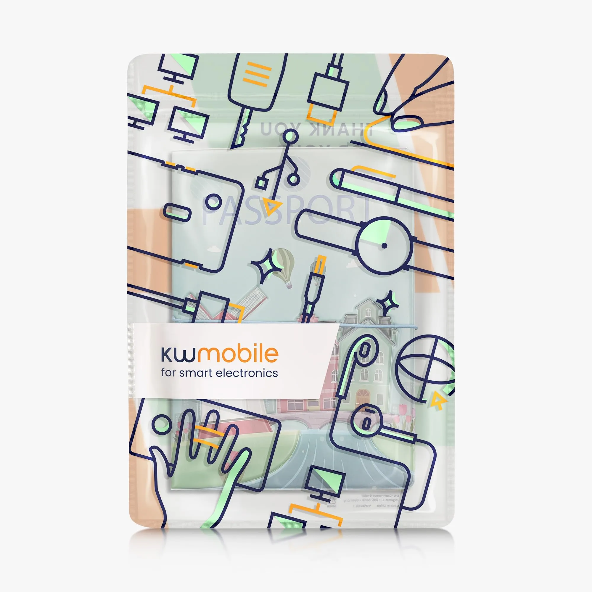 kwmobile Custodia per Passaporto - Porta Passaporto con Chiusura di Sicurezza ad Elastico - Protezione per Documenti - rosa/bianco/verde chiaro - immagine 7