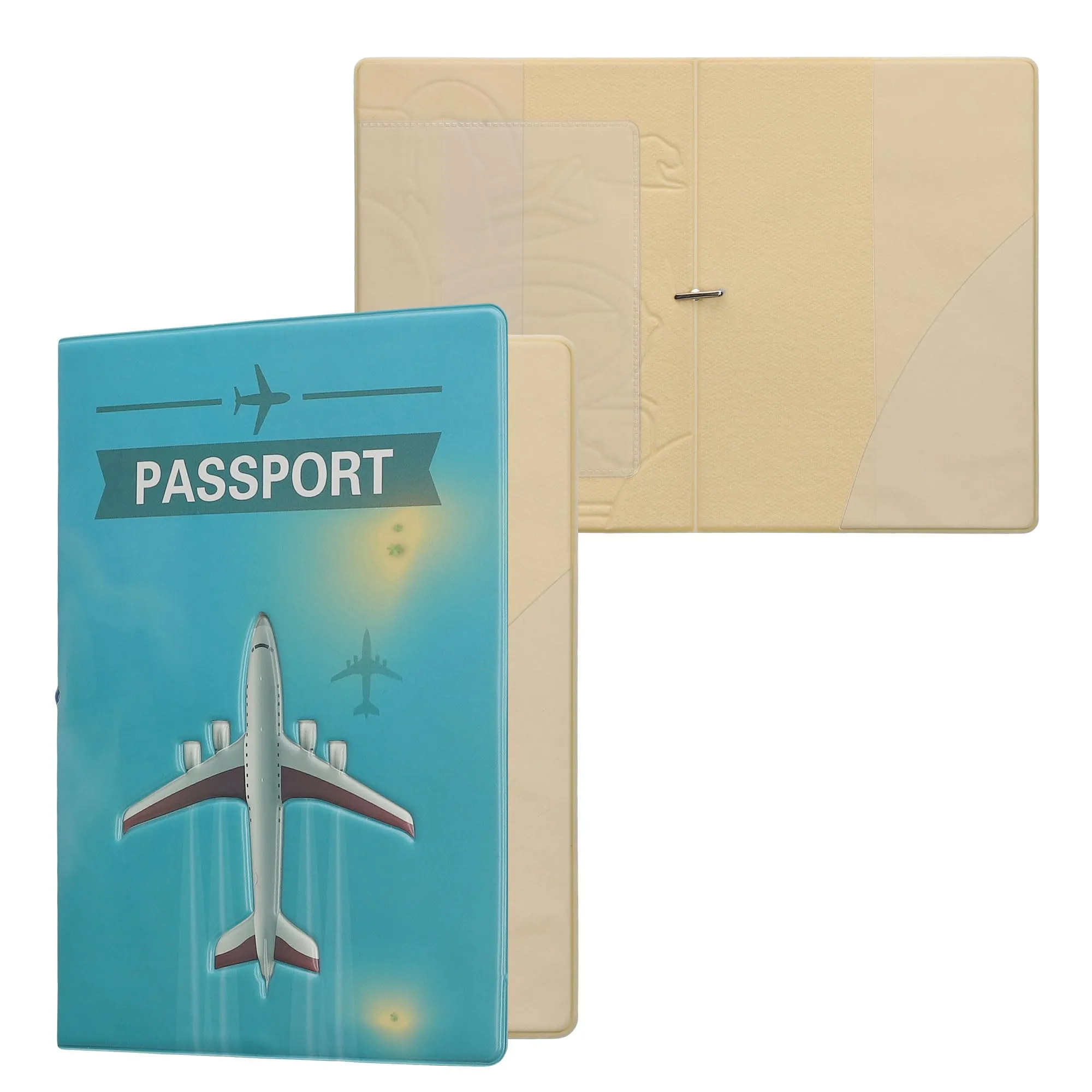 kwmobile Custodia per Passaporto - Porta Passaporto con Chiusura di Sicurezza ad Elastico - Protezione per Documenti - grigio/bianco/blu marino - immagine 1