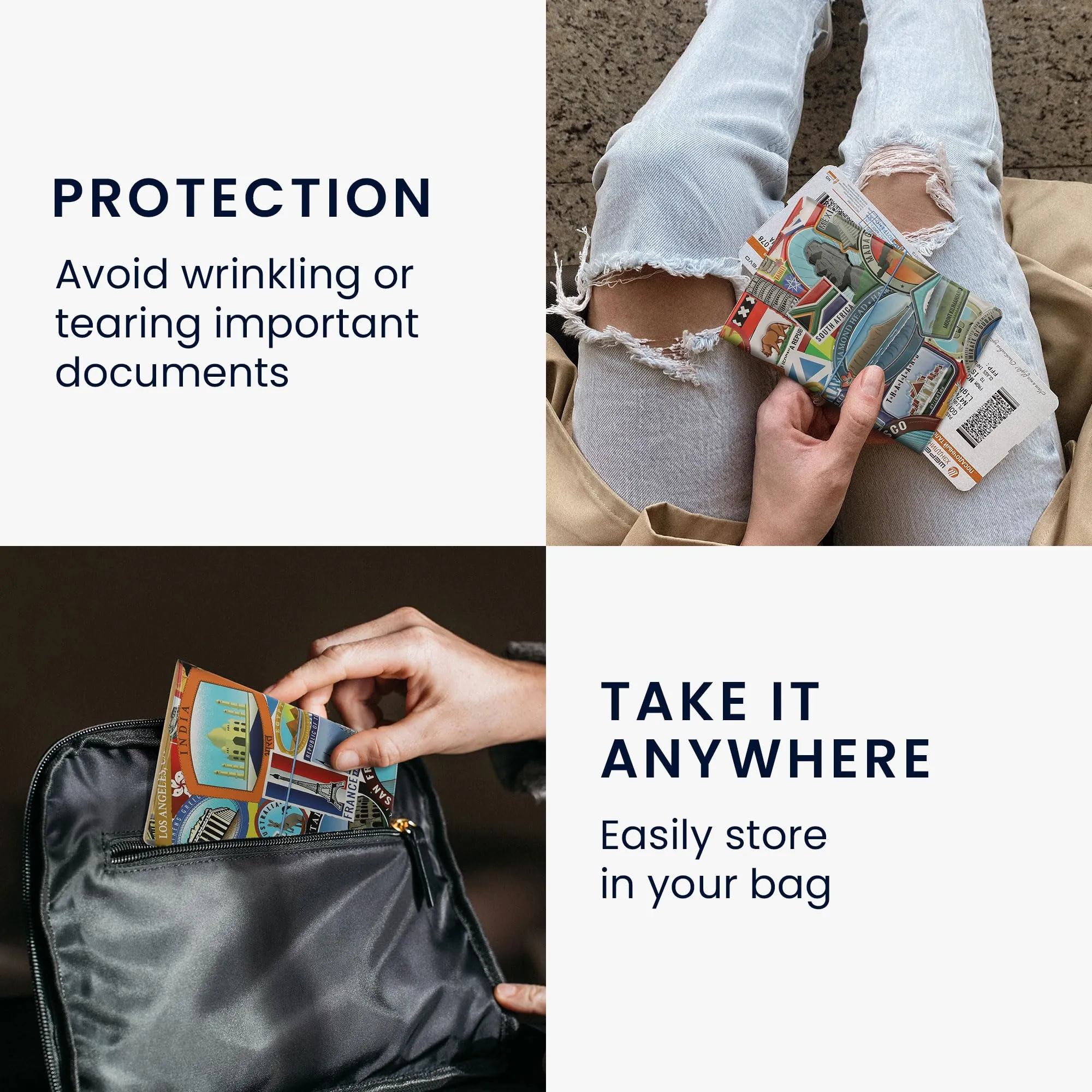 kwmobile Custodia per Passaporto - Porta Passaporto con Chiusura di Sicurezza ad Elastico - Protezione per Documenti - nero/rosso/blu - immagine 4
