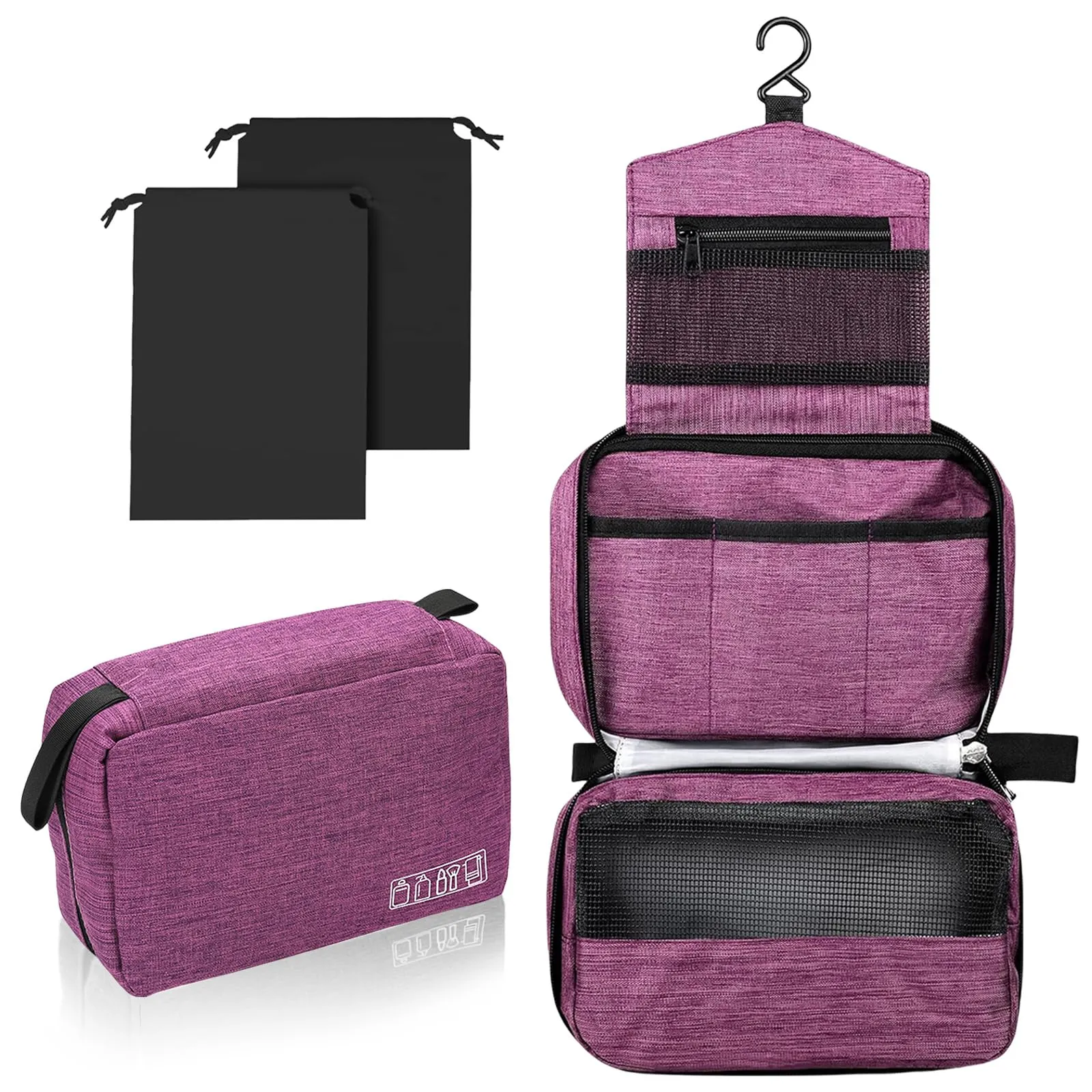 Aucuu Beauty Case da Viaggio Appendere, Borsa da Toilette per Donna Uomo, Impermeabile Trousse Trucchi, Beauty Case per Organizzare Cosmetici Oggetti Personali - immagine 1
