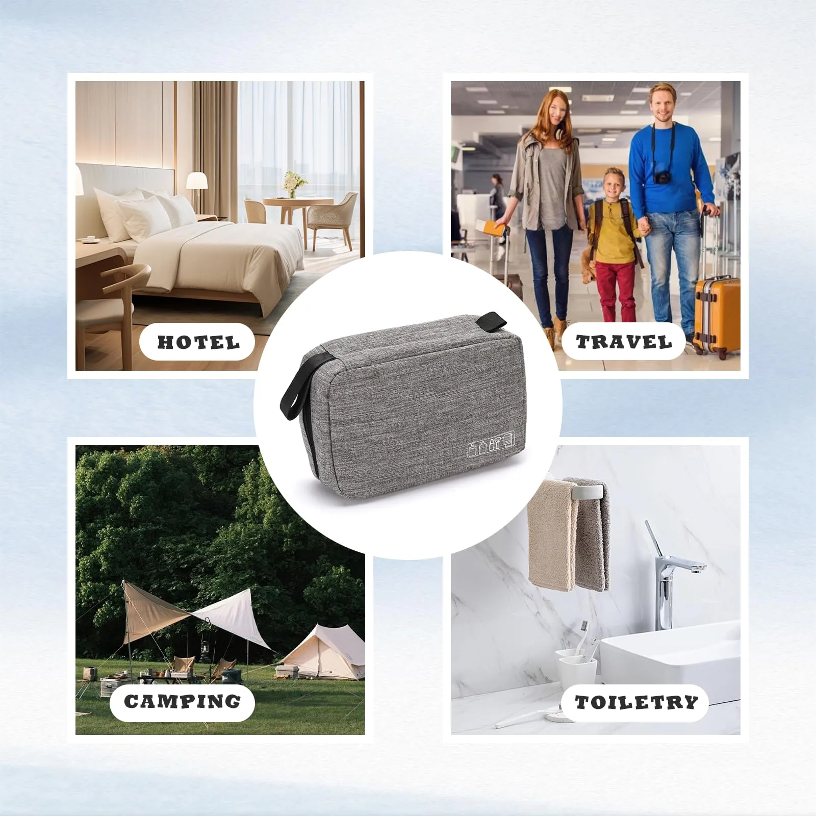 Aucuu Beauty Case da Viaggio Appendere, Borsa da Toilette per Donna Uomo, Impermeabile Trousse Trucchi, Beauty Case per Organizzare Cosmetici Oggetti Personali - immagine 7