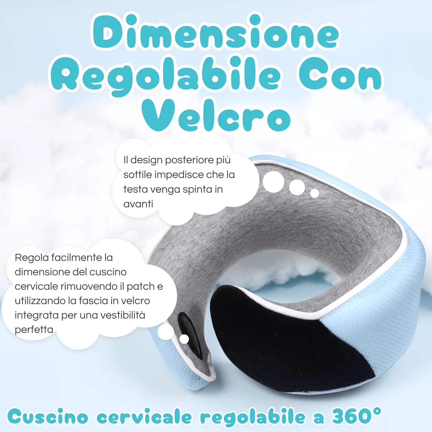 Proglobe Junior Cuscino cervicale da viaggio per bambini - Supporto ergonomico in memory foam per auto, aereo e pullman - Cuscino lavabile, morbido, leggero con cinghia - Ideale per bambini dai 4 ai - immagine 4
