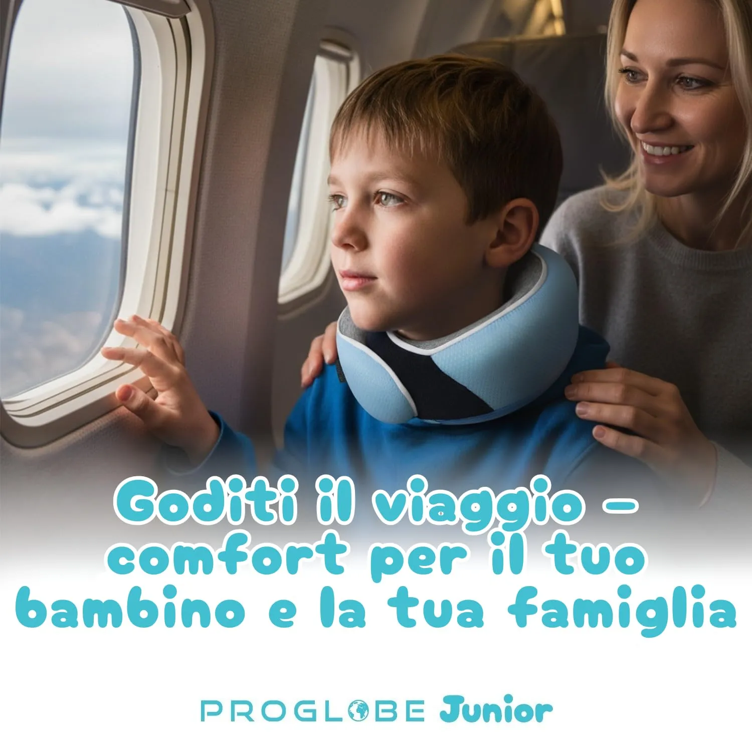 Proglobe Junior Cuscino cervicale da viaggio per bambini - Supporto ergonomico in memory foam per auto, aereo e pullman - Cuscino lavabile, morbido, leggero con cinghia - Ideale per bambini dai 4 ai - immagine 7