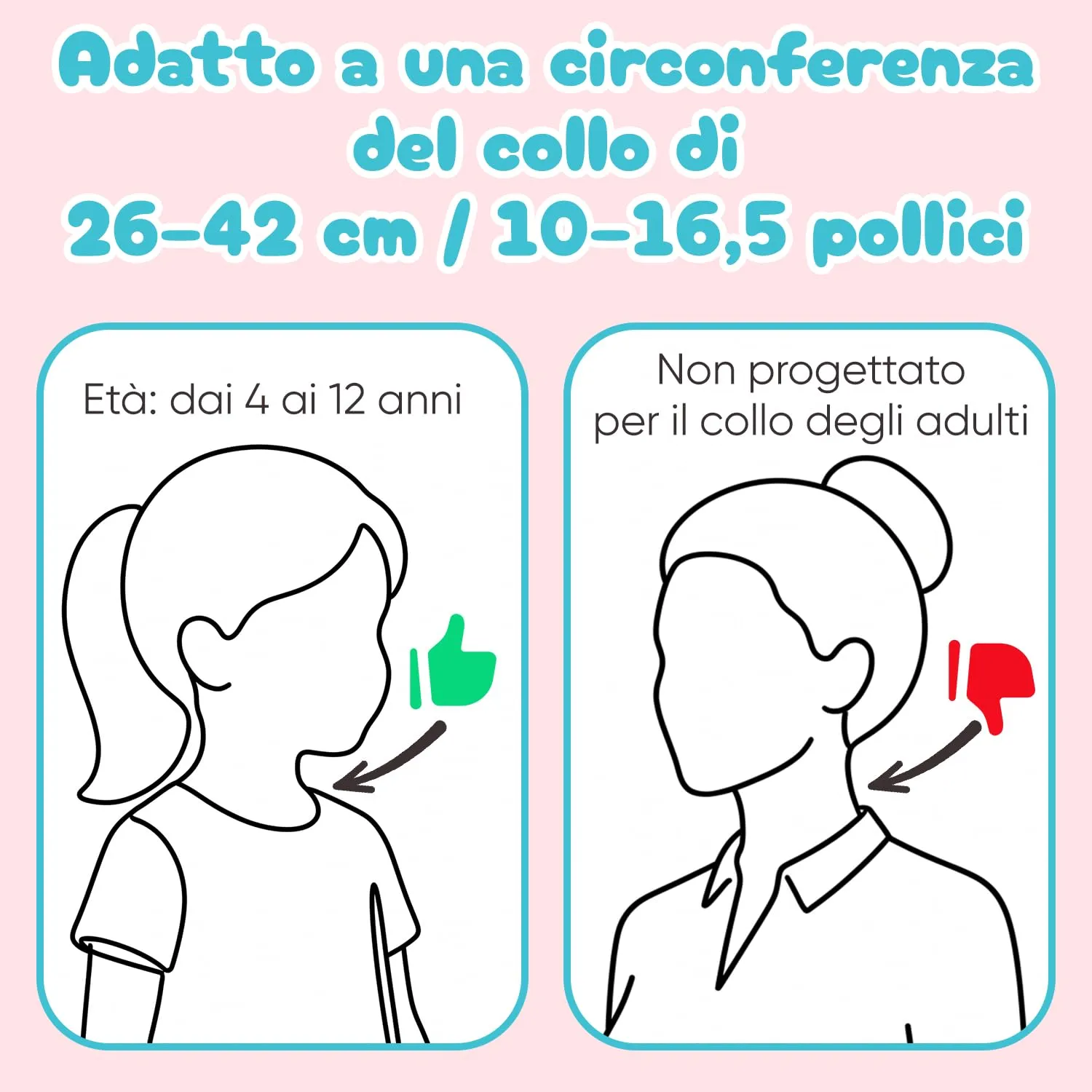 Proglobe Cuscino cervicale da viaggio per bambini, in memory foam, rosa chiaro, età 4-12 anni - immagine 5