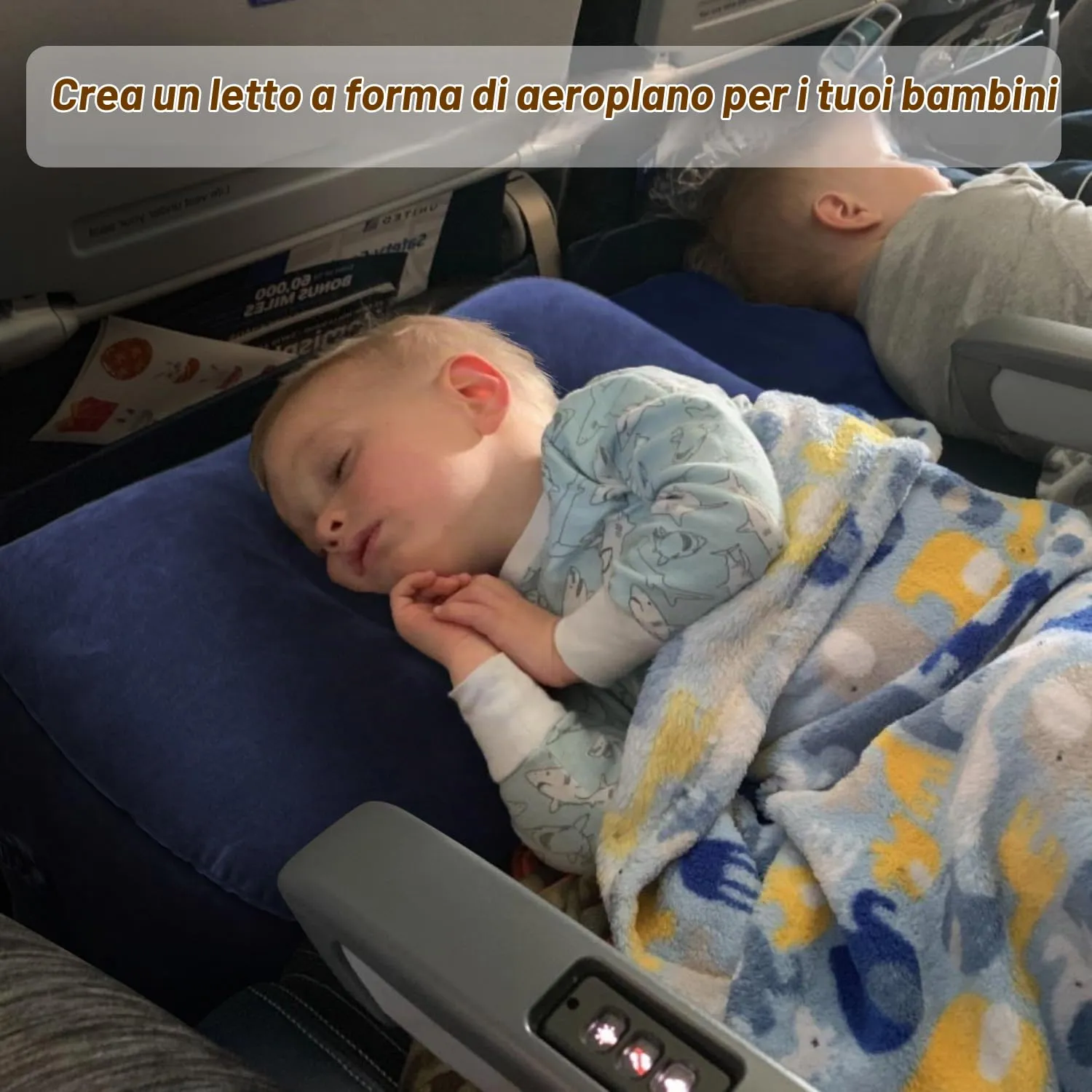Maliton Poggiapiedi, poggiapiedi gonfiabile per aereo, cuscino da viaggio per bambini, altezza regolabile, poggiagambe per auto, treno, ufficio, pieghevole e portatile da viaggio (Blu Scuro, 1 pezzo) - immagine 2