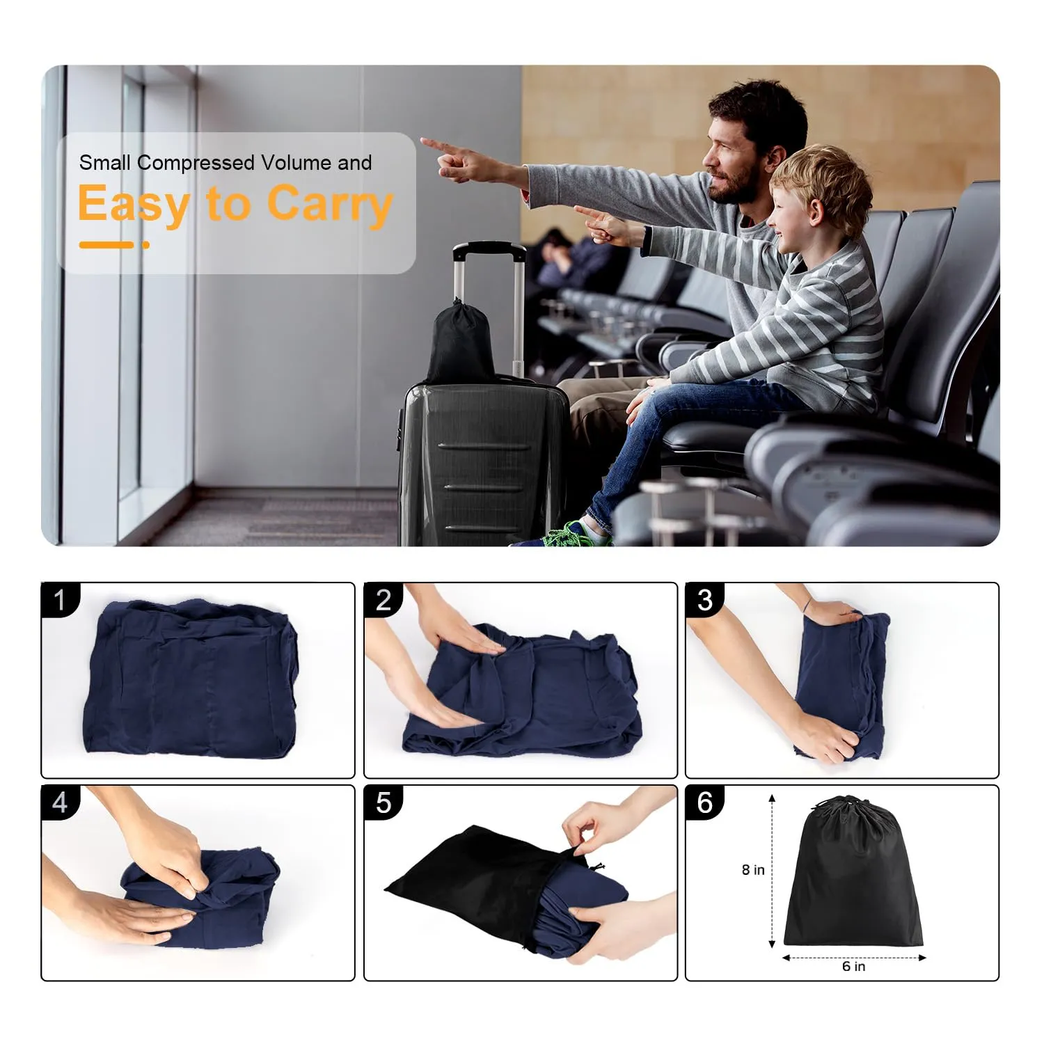 Maliton Poggiapiedi, poggiapiedi gonfiabile per aereo, cuscino da viaggio per bambini, altezza regolabile, poggiagambe per auto, treno, ufficio, pieghevole e portatile da viaggio (Blu Scuro, 1 pezzo) - immagine 5