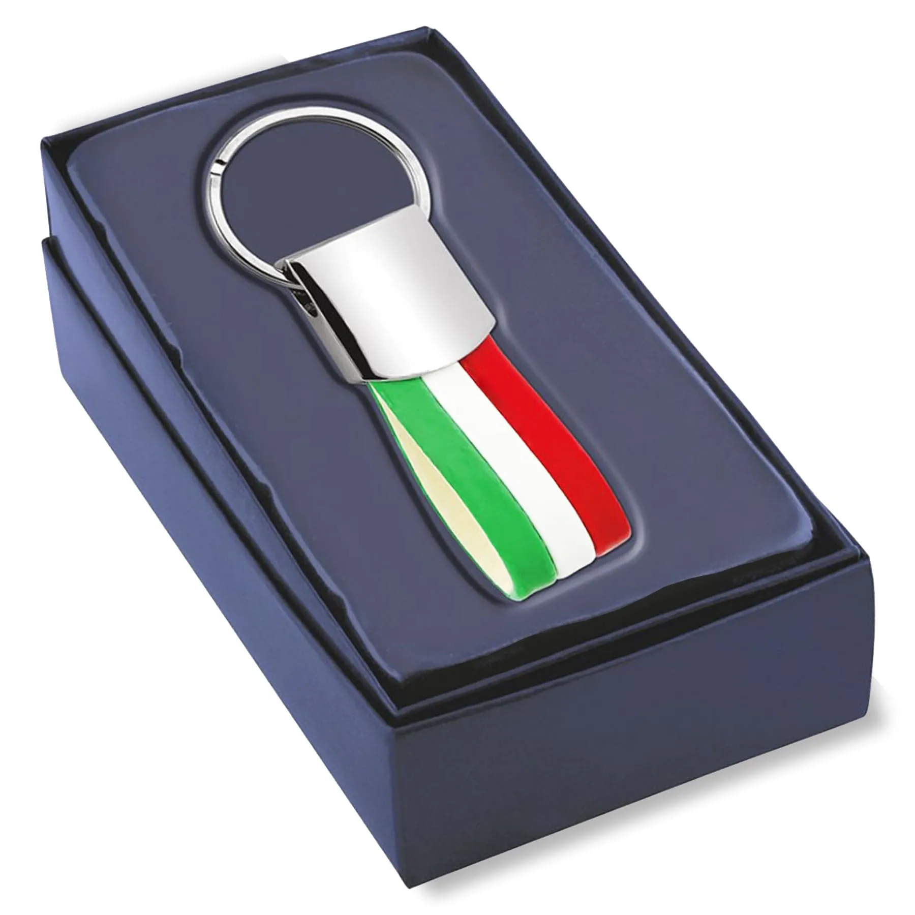 pubblimania Portachiavi Tricolore Italia – Design Elegante in Pelle e Acciaio Lucido – Accessorio Bandiera Italiana per Chiavi Auto, Casa e Idea Regalo Souvenir - immagine 3