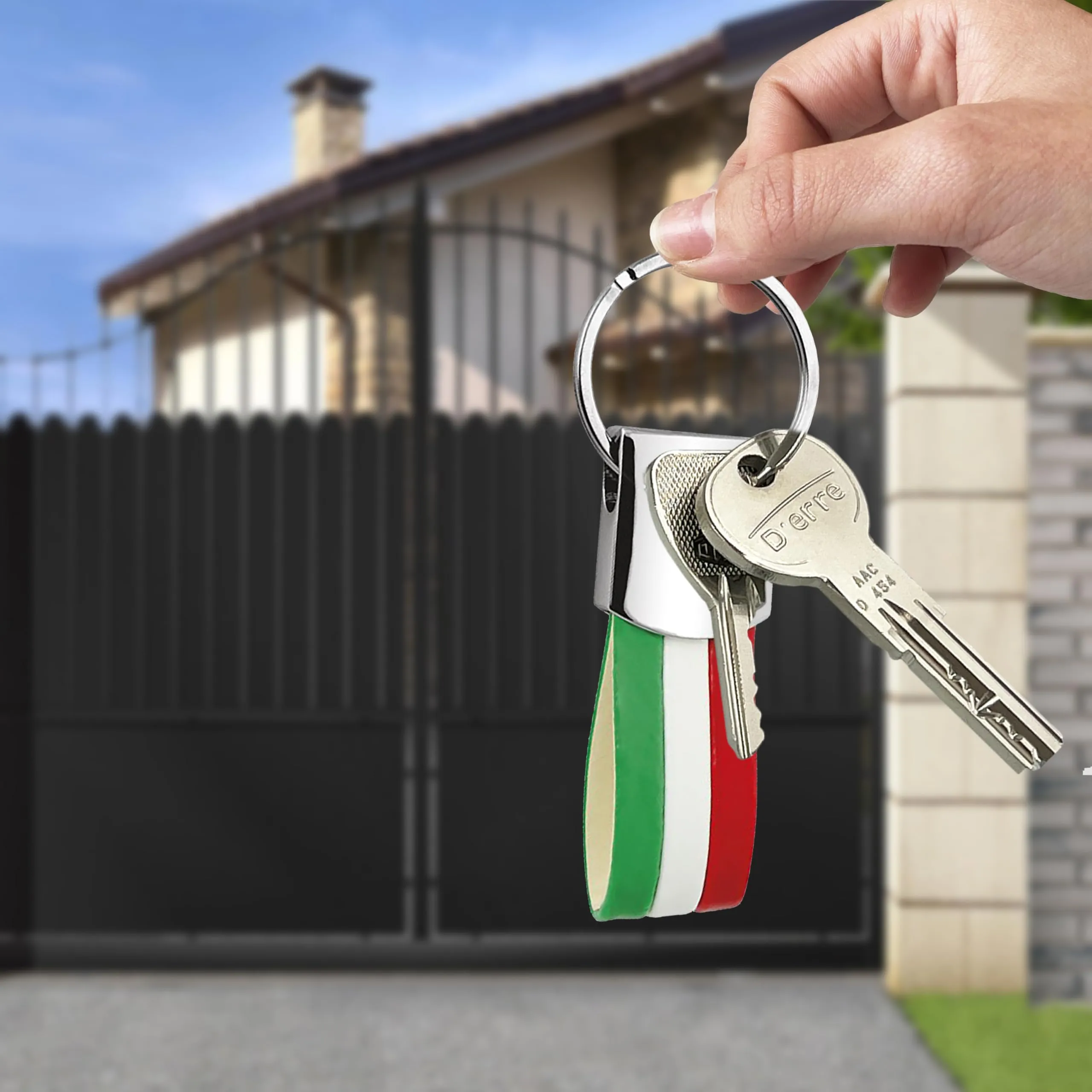 pubblimania Portachiavi Tricolore Italia – Design Elegante in Pelle e Acciaio Lucido – Accessorio Bandiera Italiana per Chiavi Auto, Casa e Idea Regalo Souvenir - immagine 6