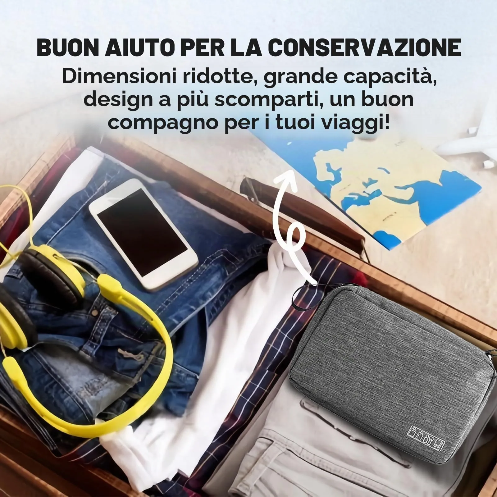 Aucuu Beauty Case da Viaggio Appendere, Borsa da Toilette per Donna Uomo, Impermeabile Trousse Trucchi, Beauty Case per Organizzare Cosmetici Oggetti Personali - immagine 5