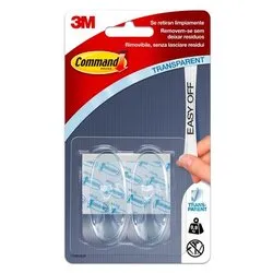 Set ganci adesivi 2 pz plastica 17091Clr (portata max 900 gr ) COMMAND Trasparente 7100352127 - immagine 1