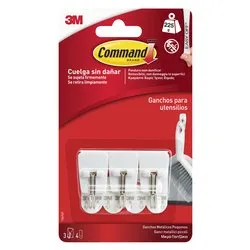 Set ganci adesivi 3 pz plastica e metallo 17067 (portata max 225 gr ) COMMAND Bianco 7100352619 - immagine 1