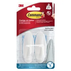 Set ganci adesivi 2 pz plastica 17081B (portata max 1,3 Kg ) COMMAND Bianco 7100352710 - immagine 1