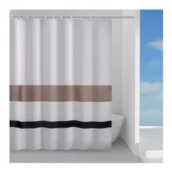 Tenda doccia in tessuto (180x200cm) LIVING Bianco, marrone e nero TTE13231830 - immagine 1