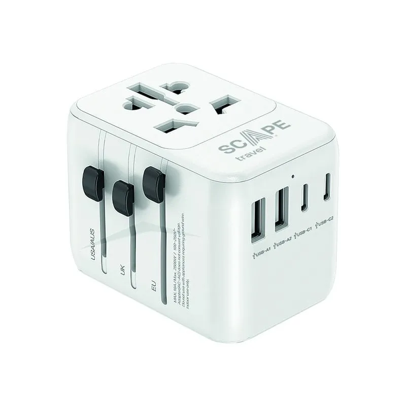 Adattatore universale NO NAME 651 2 USB-C 2 USB-A Multiplug internazionale 2500W - immagine 1
