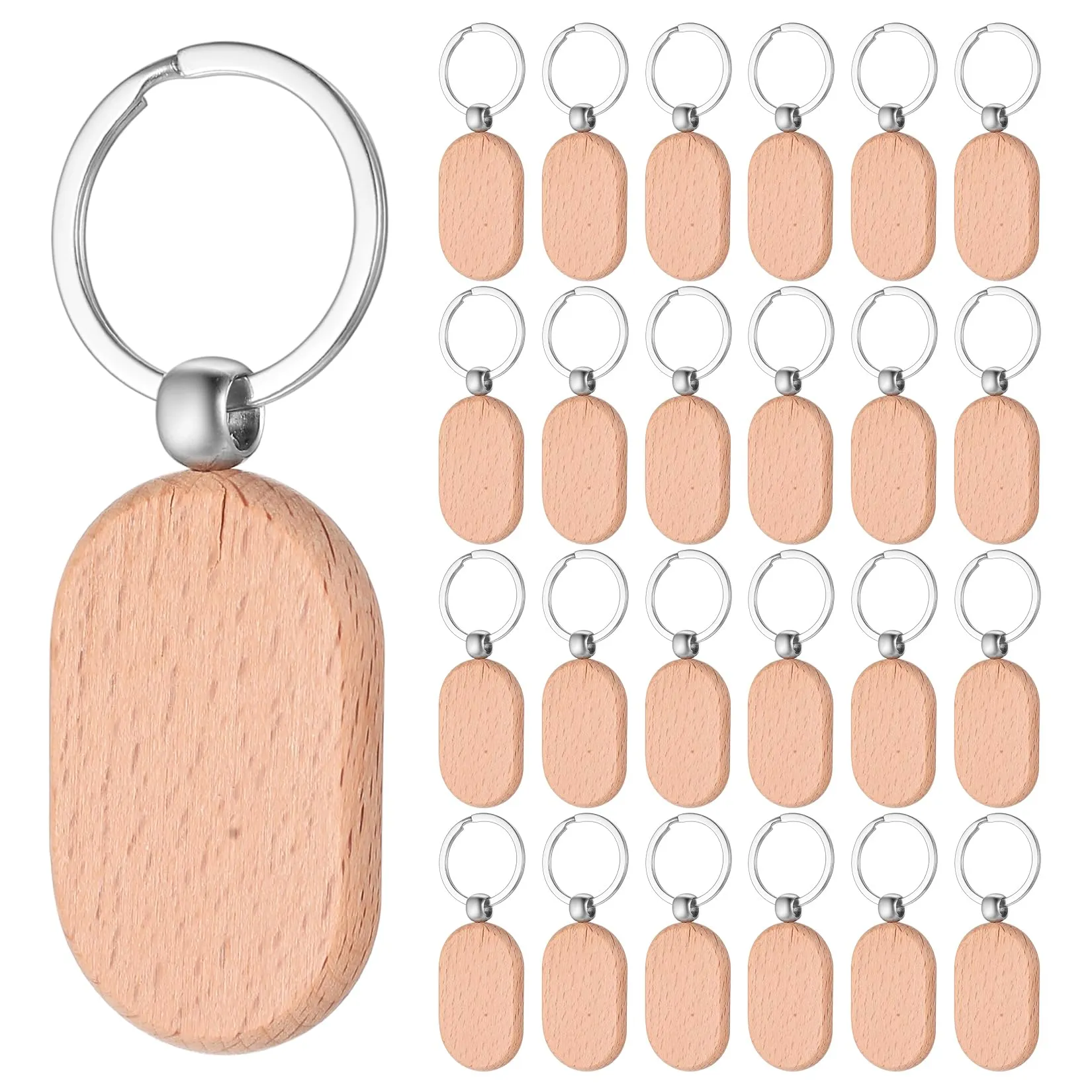 25 Pz Portachiavi in Legno Grezzo, Forma parco giochi, per Fai-da-Te - immagine 1