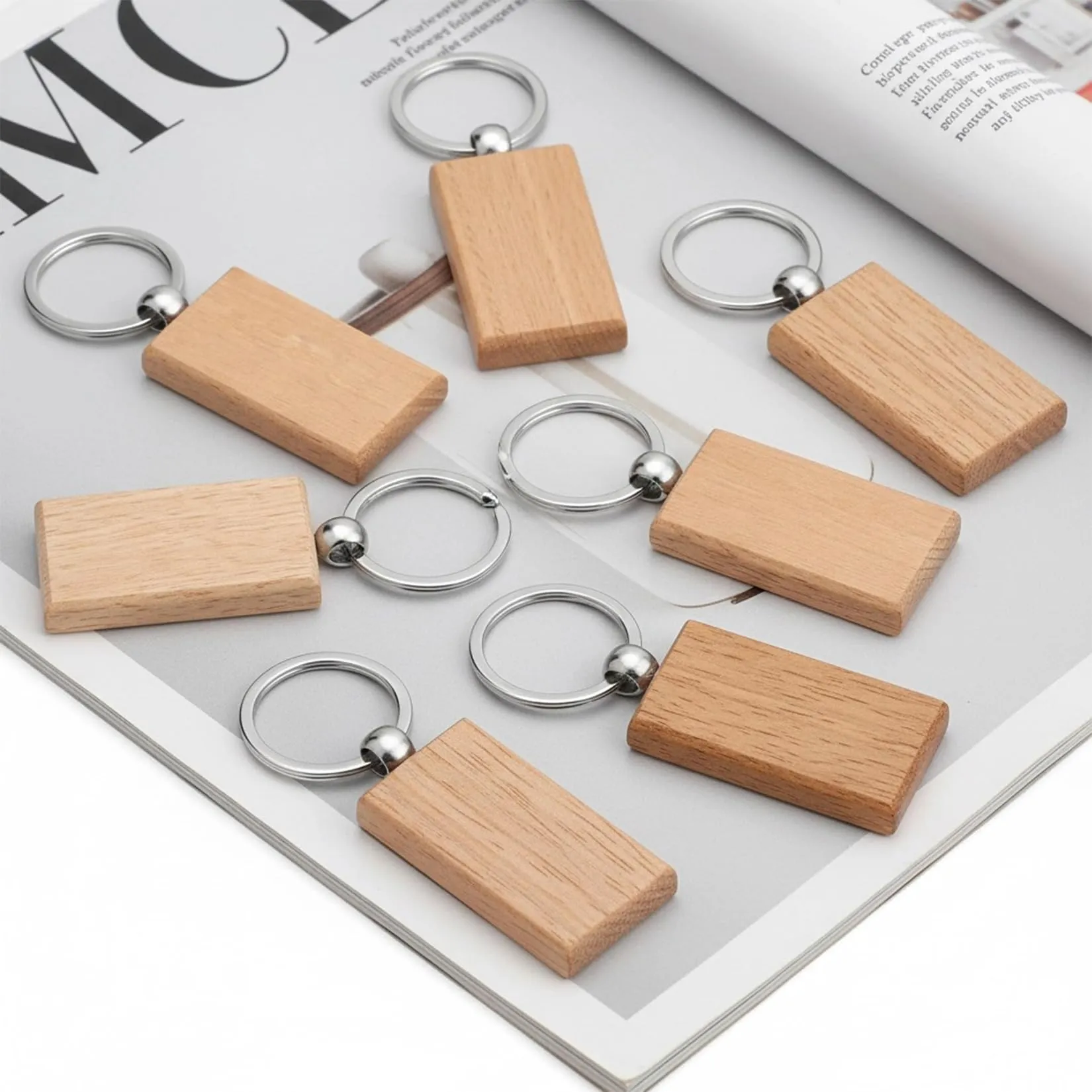 25 Pz Portachiavi in Legno Grezzo, Forma parco giochi, per Fai-da-Te - immagine 3