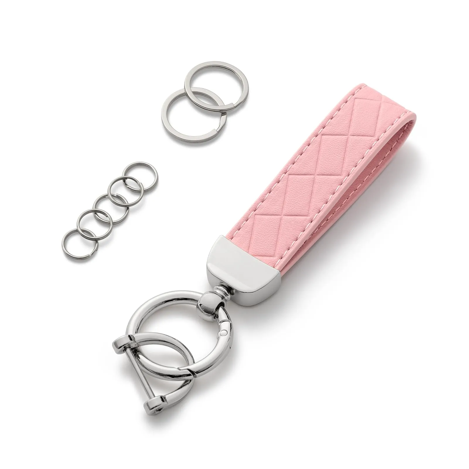 AOKSUNOVA Portachiavi Rosa Portachiavi per Auto di Pelle Portachiavi con Anello per Chiavi per Donne, Ragazze - immagine 1